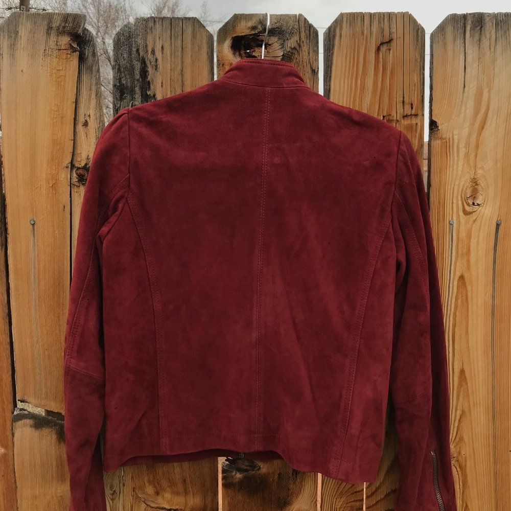 Lucky Brand suede puff sleeve jacket | Red | Size small - Picture 8 of 10